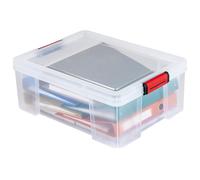 Paperflow Boite de rangement renforcée transparente Clip'N Store avec couvercle et poignées clipsables - Capacité 27 L
