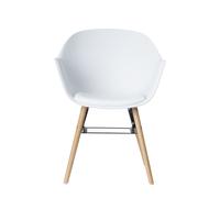 Paperflow Chaise coque enveloppante Wiseman avec coussin - Pieds bois - Lot de 2 - Blanc