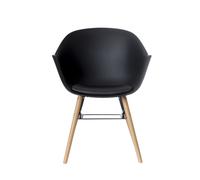 Paperflow Chaise coque enveloppante Wiseman avec coussin - Pieds bois - Lot de 2 - Noir