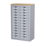 Paperflow Comptoir 2 colonnes Cycladis 24 tiroirs - Ht 106.5 cm - Aluminium