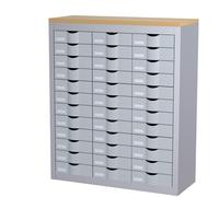 Paperflow Comptoir 3 colonnes Cycladis 36 tiroirs - Ht 106.5 cm - Aluminium