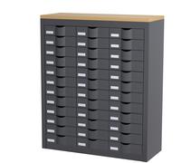 Paperflow Comptoir 3 colonnes Cycladis 36 tiroirs - Ht. 106.5 cm - Anthracite