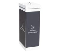 Paperflow Poubelle de tri sélectif pour déchets alimentaires - 60L - Gris corps Blanc