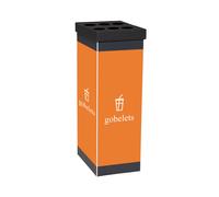Paperflow Poubelle de tri sélectif pour gobelets - 60L - Orange corps Noir
