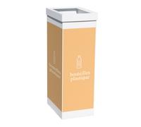 Paperflow Poubelle de tri sélectif pour plastique - 60L - Orange corps Blanc