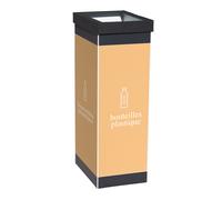 Paperflow Poubelle de tri sélectif pour plastique - 60L - Orange corps Noir