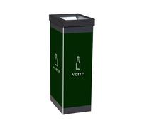 Paperflow Poubelle de tri sélectif pour verre - 60L - Vert corps Noir