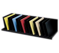 PAPERFLOW Présentoir incliné en polystyrène 14 compartiments noir