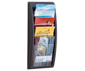 Paperflow Présentoir Quick Fit System - Fixation Murale - 4 cases A4 - Anthracite