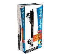 Papermate (S0835200) Stylo-Bille Effaçable Replay Max, Pointe Moyenne 1,0 mm, Noir, Lot de 12
