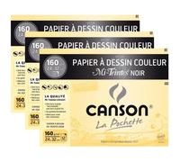 Papier à dessin - CANSON - Mi-Teintes - 160g - 320 x 240 mm - Lot de 3 pochettes
