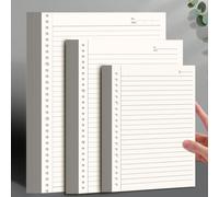 Papier à feuilles mobiles A5/B5/A4 à lignes, insert de planification, convient pour les cahiers à clip, les journaux de voyage, papier de recharge épais détachable, 60 feuilles/120 pages (sans couvert