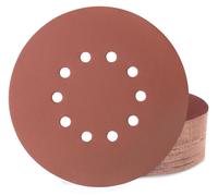 Papier abrasif 225 mm avec système de fixation velcro, 10 trous, grain P320, lot de 40, pour ponceuses excentriques à col de cygne