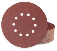 Papier abrasif 225 mm avec système de fixation velcro, 10 trous, grain P60, lot de 40, pour ponceuses excentriques à col de cygne