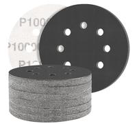 Papier abrasif carbure de silicium, 125 mm, avec système de fixation velcro, 8 trous, pour utilisation à l'eau ou à sec, boîte de 50 pièces