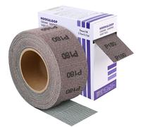 Papier abrasif en rouleau, grain P180, avec velcro, dimensions 70 mm x 12 m, pour le bois, le métal et les murs
