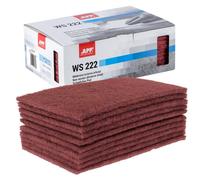 APP WS 222 Tampons abrasifs 150 x 230 mm Rouge, 10 pièces, grain 320-360 | Abrasif non tissé pour ponceuse bois, métal, acier et inox, Laine à poncer grain moyen