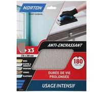 Papier abrasif NORTON anti-encrassant grain 240 230 x 280 mm - Lot de 3