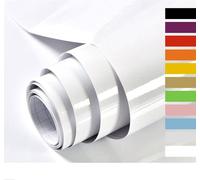 Papier Adhesif pour Meuble Blanc Brillant 40X300cm Stickers Meuble Vinyle Autocollants Chambre Cuisine Comptoirs Papier Peint