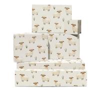 Papier cadeau animaux de la ferme - Mouton - 6 feuilles de papier cadeau pour enfant - Papier cadeau pour anniversaire, fête prénatale, baptême - Livré avec autocollants - Par Central 23