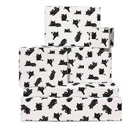 Papier cadeau chat - 6 feuilles de papier cadeau d'anniversaire avec étiquettes - Chat noir - Papier cadeau blanc pour homme et femme - Papier cadeau animaux pour enfant garçon fille - Central 23