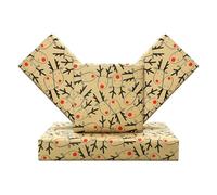 Papier cadeau de Noël en papier kraft Oh Deer avec gros bois et nez rouge - 1 mini rouleau de 43,2 x 3 m par rouleau, 14,1 m² - Joli papier cadeau rustique en forme d'animal de renne pour les