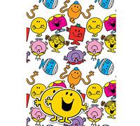Papier cadeau Mr Men & Little Miss - 8 feuilles de 8 étiquettes - Dimensions : 70 x 50 cm - Produit officiel - Ressources responsables