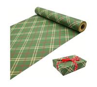 Papier Cadeau Papier cadeau de Noël extra large 43 cm x 3 m (16,9 po 118 po) - Élégant motif à carreaux verts et rouges, papier kraft indéchirable