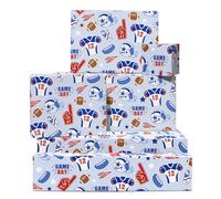 Papier cadeau pour garçon - 6 feuilles de papier cadeau anniversaire - Football américain - Sports - Papier cadeau pour homme, mari, petit ami - Livré avec autocollants - Par Central 23
