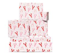 Papier cadeau rose pour elle - 6 feuilles d'emballage cadeau avec étiquettes - Célébrez le homard - Animaux marins - Pour anniversaire, mariage, Saint-Valentin - Recyclable - Par Central 23