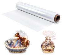 Papier cadeau transparent en rouleau, 80 cm x 30 m, film de cellophane