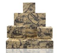 Papier cadeau vintage rétro noir mystérieux océan mer Extrême-Orient carte du monde voilier marron nautique Papier kraft plié à plat 4 feuilles 50 x 70 cm pour les voyageurs