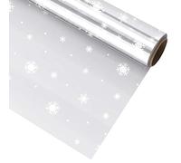 Papier de fleurs en cellophane transparent à pois blancs - Largeur dépliée 80 cm x 30 - pour panier de fleurs - Papier d’ de Noël (3 mil, flocons de neige)