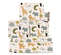 Papier emballage Safari - 6 feuilles de papier cadeau Jungle - Noms de l'alphabet des animaux Safari - Pour enfant pour anniversaire, fête prénatale, baptême - Recyclable - Par Central 23