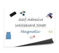Papier magnétique pour tableau blanc, autocollant, effaçable à sec, film pour la maison, le bureau, les mémos, listes de mémos, comprend stylos, aimants, gomme, boîte de rangement (blanc, 100 x 60 cm)