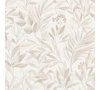Papier peint 286069 - Papier peint clair avec feuilles beiges - Aspect aquarelle moderne - 10,05 m x 0,53 m