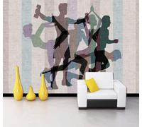 Papier peint 3D à rayures rétro, idéal pour les clubs sportifs