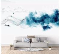 Papier Peint 3D Abstrait Bleu Encre De Chine Paysage | Facile à Installer Cette Décoration Luxueuse Est Idéale Pour un Bureau Salon une Chambre ou Mur Derrière le TV-300cm×210cm