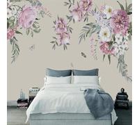 Papier peint 3D avec des fleurs peintes à la main, idéal pour la décoration intérieure