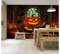 Papier Peint 3D Citrouille Livres Bibliothèque | Facile à Installer Cette Décoration Luxueuse Est Idéale Pour un Bureau Salon une Chambre ou Mur Derrière le TV-400cm×280cm