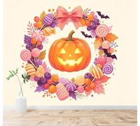 Papier Peint 3D Couronne D'Automne Lanterne De Citrouille | Facile à Installer Cette Décoration Luxueuse Est Idéale Pour un Bureau Salon une Chambre ou Mur Derrière le TV-400cm×280cm