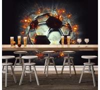 Papier Peint 3D Créatif En Trois Dimensions Flammes Football Bar | Facile à Installer Cette Décoration Luxueuse Est Idéale Pour un Bureau Salon une Chambre ou Mur Derrière le TV-300cm×210cm