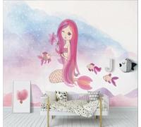 Papier Peint 3D Dessin Animé Beauté Sirène Petits Poissons Paysage | Facile à Installer Cette Décoration Luxueuse Est Idéale Pour un Bureau Salon une Chambre ou Mur Derrière le TV-150cm×105cm