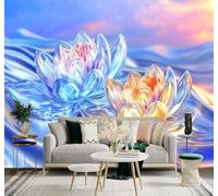 Papier Peint 3D Doux Multicolore Cristal Lotus Vagues | Autocollants Décoratifs Haut de Gamme Adaptés à Tous les Murs Des Restaurants Canapés Salons et Chambres Coucher-400cm×280cm