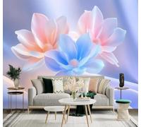Papier Peint 3D Doux Rose Bleu Lotus Soie | Fresques Murales et Créatives Décoration D'intérieur Pour le Bureau Salon la Chambre Coucher Canapé Mural de Luxe-300cm×210cm