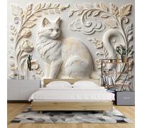 Papier Peint 3D En Relief 40X28 Pouces Papier Peint Panoramique 3D avec Chat Affiche Murale Photo D'Animal pour Chambre À Coucher Décoration Intérieure pour Salon Chat 100X70Cm/40X28 Pouces