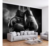 Papier Peint 3D Panoramique Gants Boxe Noirs Corde Épaisse 250x175 cm