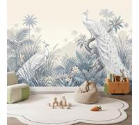 Papier Peint 3D Panoramique Oiseau Forêt 250 x 175 cm, Papier Peint Intissé Mural Motif À Fleur Et Paon De Jardin Tropical pour Salon Chambre Canapé TV Fond Décoration Intérieure