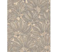 Papier peint 542660 - Papier peint non tissé avec un motif de feuilles graphiques en marron, dimensions : 10,05 m x 0,53 m