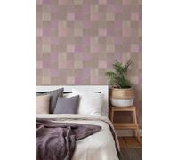 Papier Peint À Carreaux - Gris, Violet, Beige